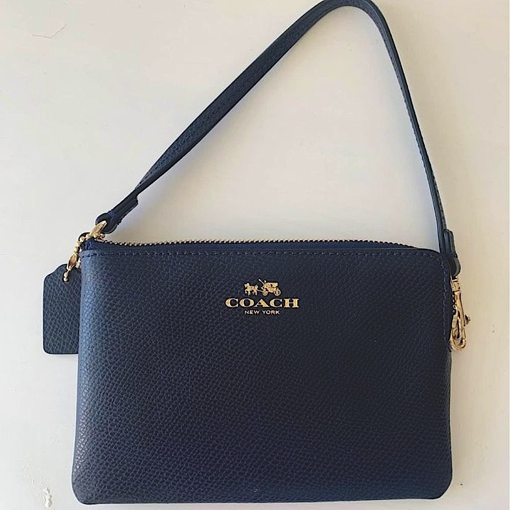 Dark Blue Coach Wristlet (Designer)